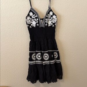 AREA Black and White Floral Mini Dress